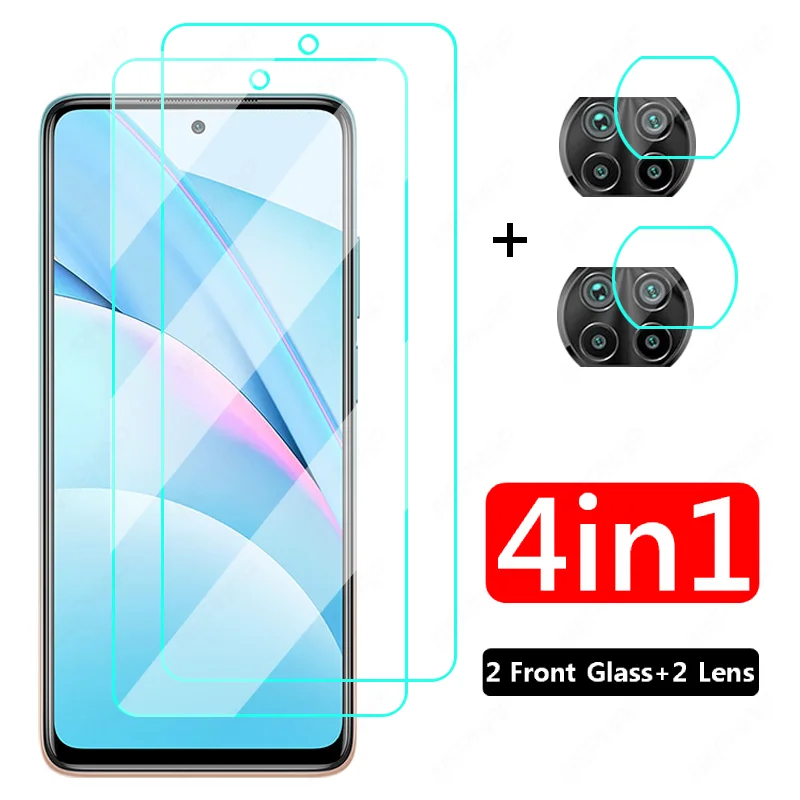 

4-in-1 Tempered Glass For Xiaomi Mi Poco X3 NFC F2 Pro F1 F3 X2 Camera Lens Film For Xiaomi Mi 10 10T Lite Pro 10i Screen Glass