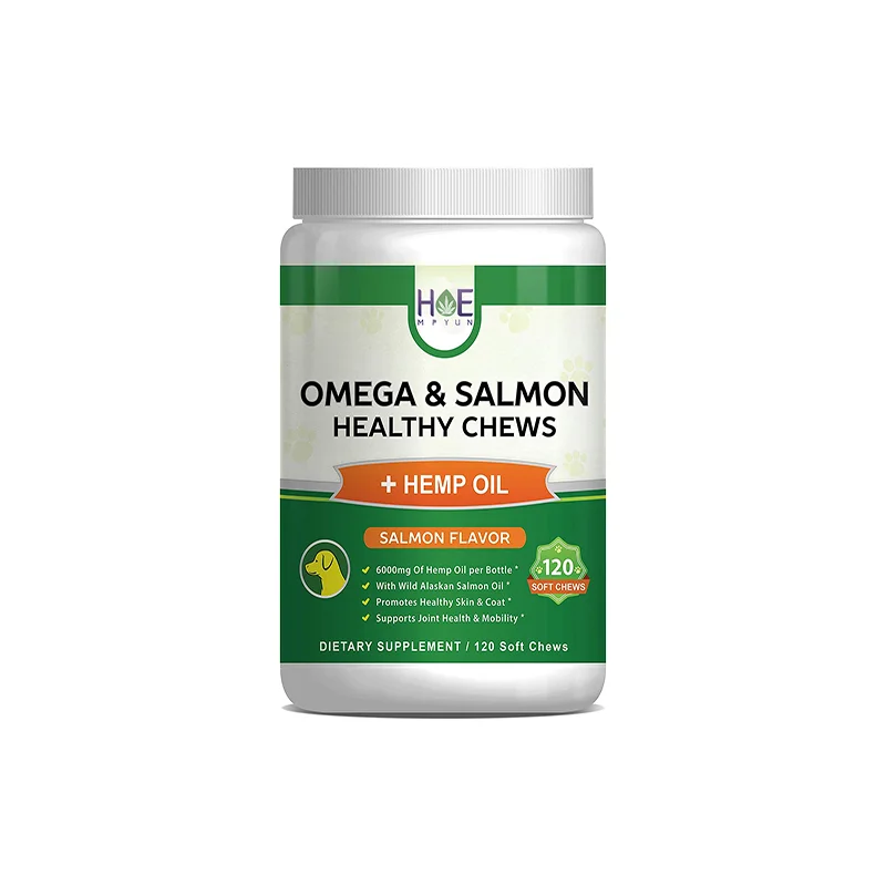 

Salmon Oil for Dogs - Omega 3 Fish Oil & Hemp Oil for Dogs - Wild Alaskan Fish Oil Dog Treats Chews Supplement w/Omega 3 6 9