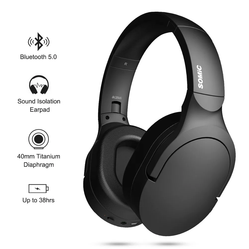 Somic SC2000BT высокое качество музыка стерео 5,0 Bluetooth беспроводной микрофон гарнитура+ проводной 3,5 мм аудио кабель Bluetooth гарнитура