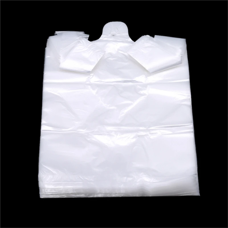 

100 Pcs/pack Transparent Bags Shopping Bag Supermarket Plastic Bags With Handle Food Packaging