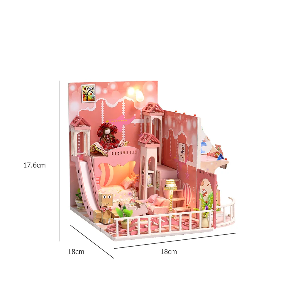 

Doll House Furniture DIY Miniature 3D Wooden Dollhouse Model with Light Toy