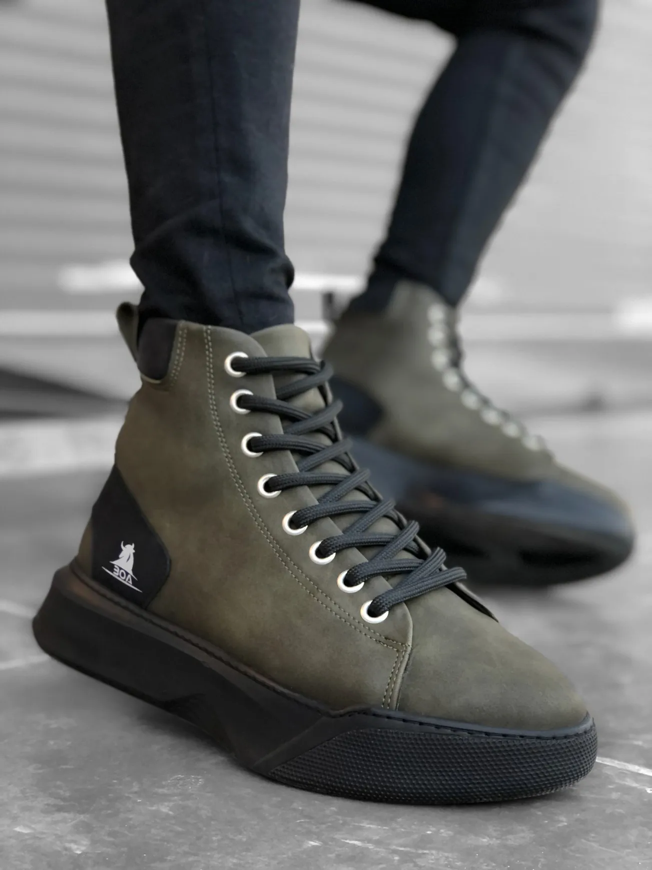 

Sultan S0155 Khaki Green Leather Lace up Ankle Boots Sports Basic Outdoor Snow Footwear Casual Classic Winter Shoes for Men 2021