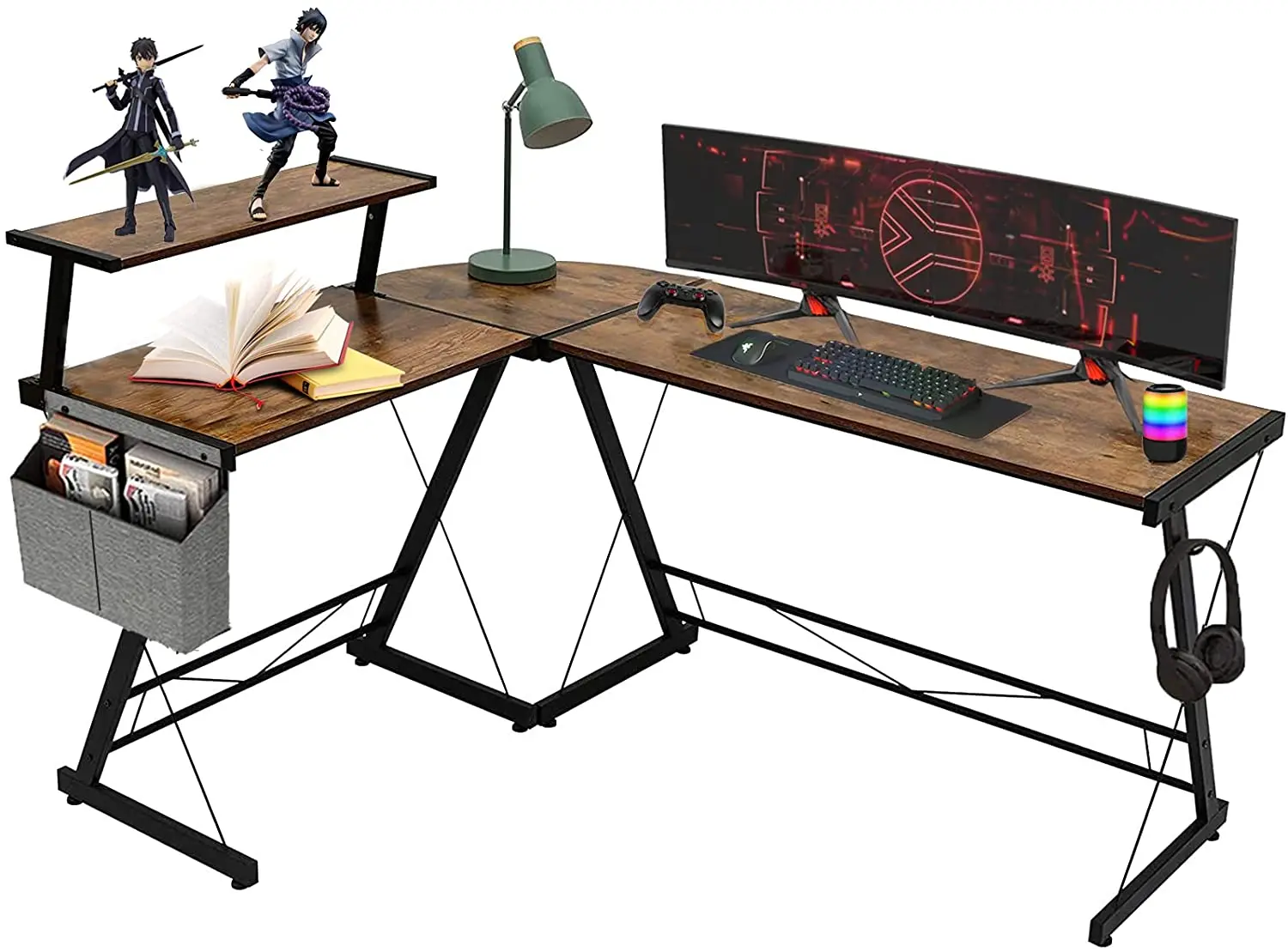 

L-shaped Computer Corner Office Desk Easy Assemble Industrial Gaming Desk PC Laptop Study Boss Large Table Office Furniture