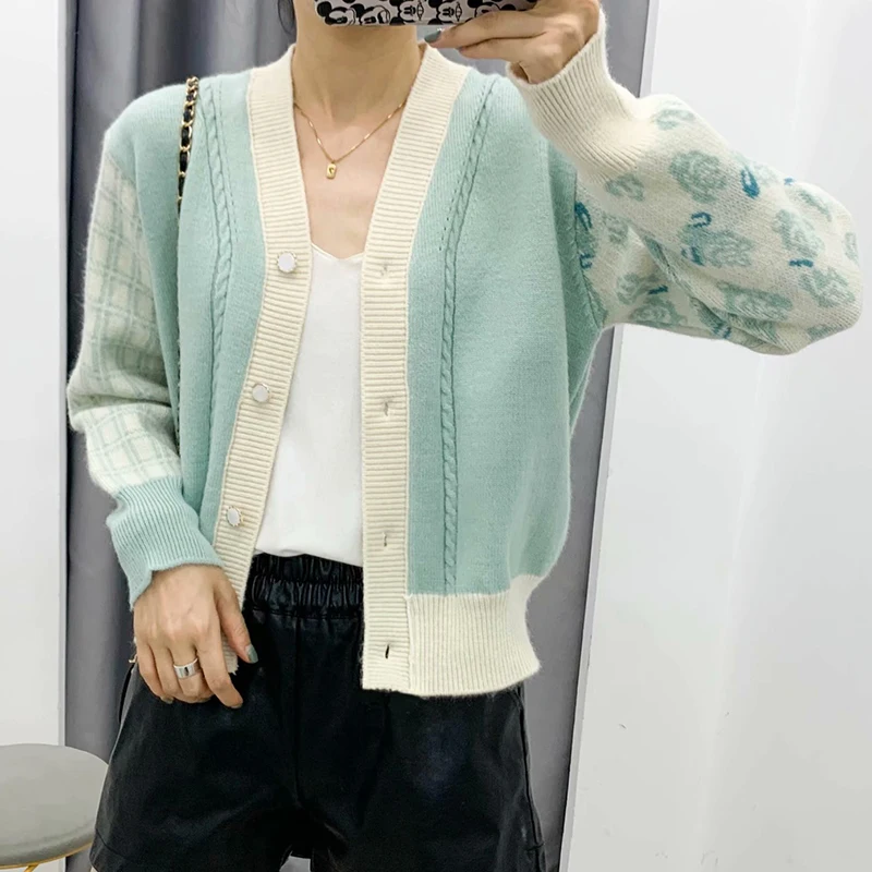 Женский вязаный кардиган с длинным рукавом Evfer элегантный на пуговицах v-образным