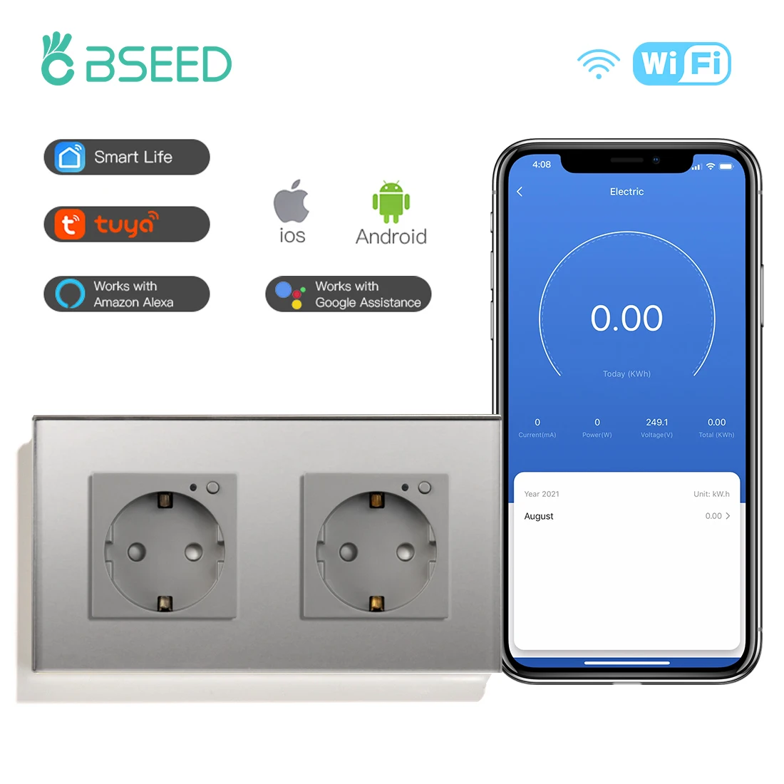 

Bseed Умная Wi-Fi розетка с мониторингом энергопотребления