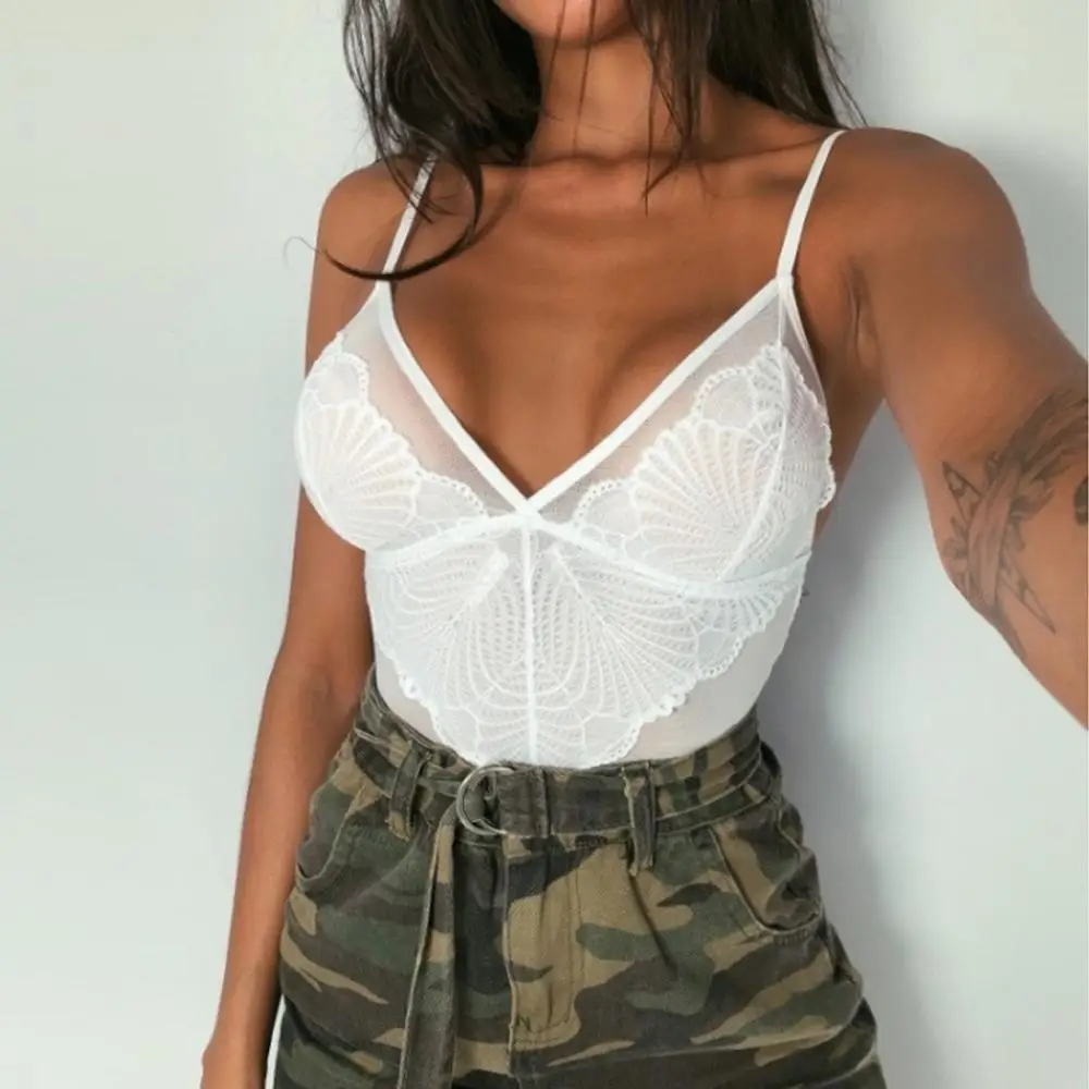 Женское кружевное боди с глубоким v-образным вырезом Свободный Летний комбинезон