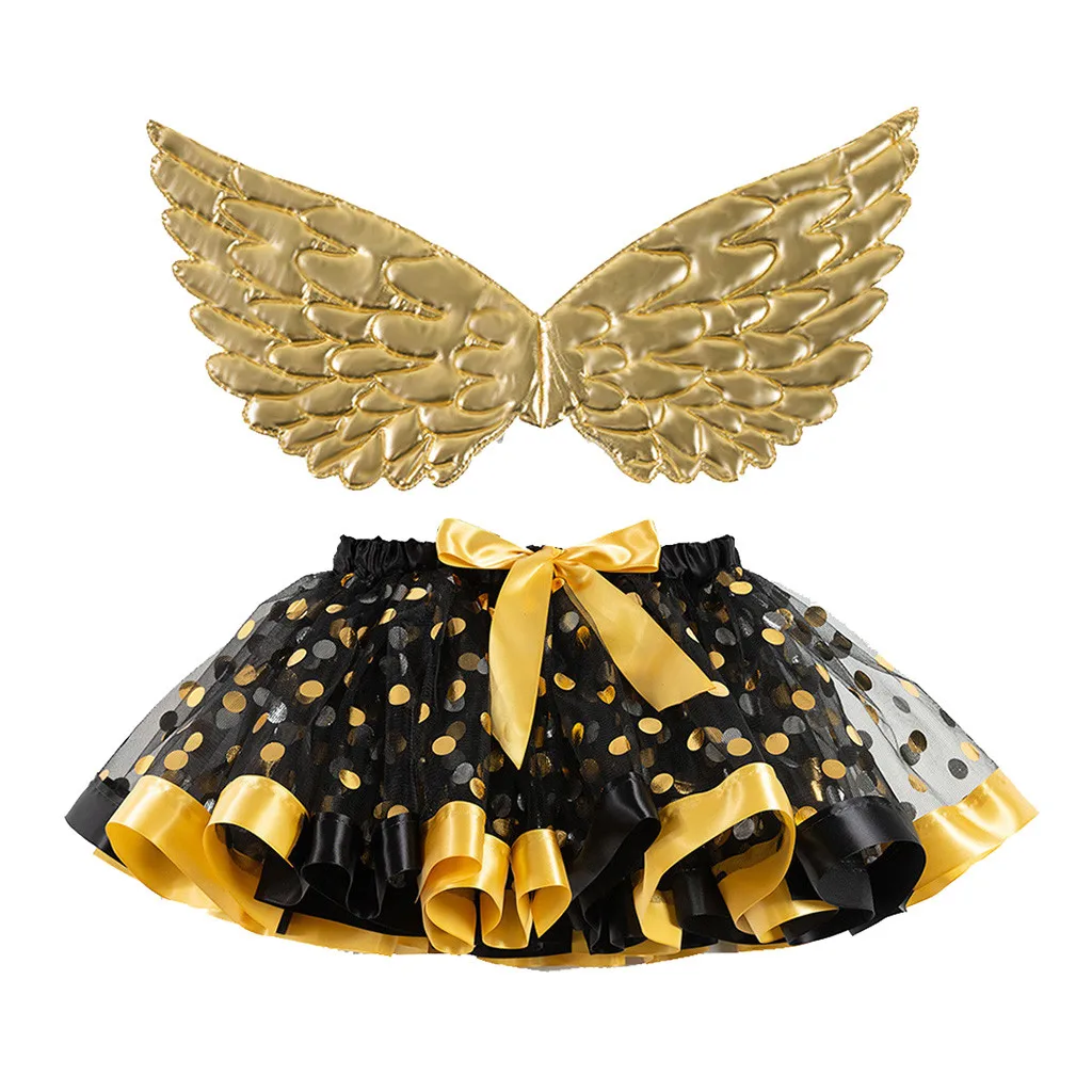 (От 2 до 11 лет) Детская сетчатая юбка-пачка в горошек с блестками для Хэллоуина +