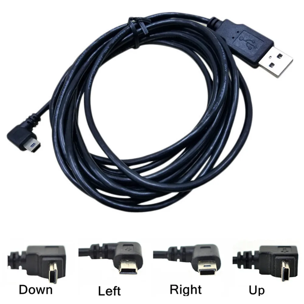 

USB 2.0 to Mini USB Data Sync Cable 90 Degree Angled Elbow 5 Pin B Male to Male Charge Charging Cord for Camera MP3 MP4