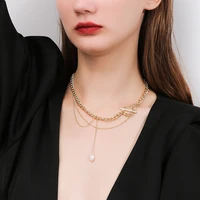 choke double class pearl tassel layered necklace fashion style the ring design special and individual girls gift wholesale