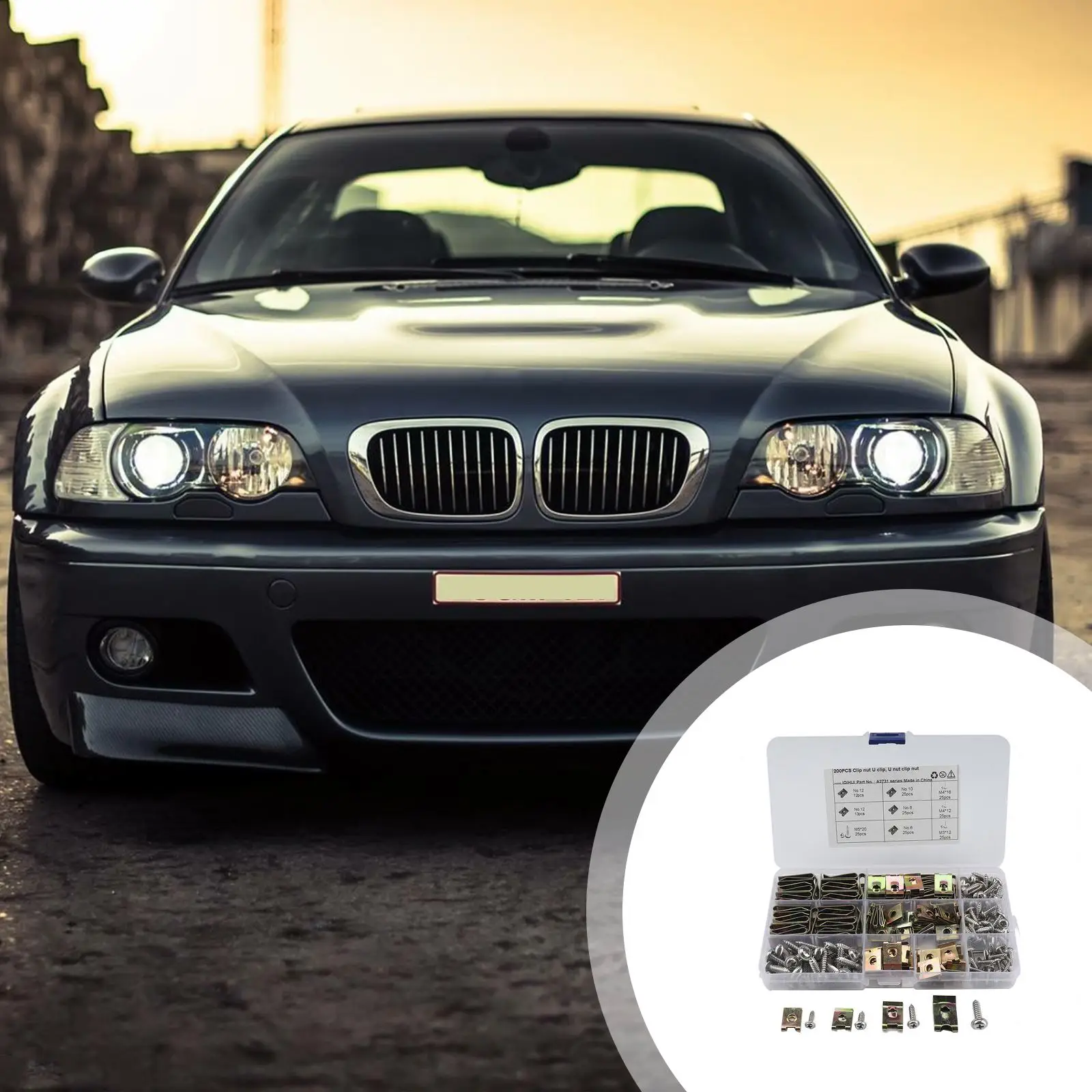 

Thread Clip Nut Set U-Shaped Thread Clip Nut U-Shaped Nut with Storage Box Hard Spire Clips Convenient Reed Nut for Car