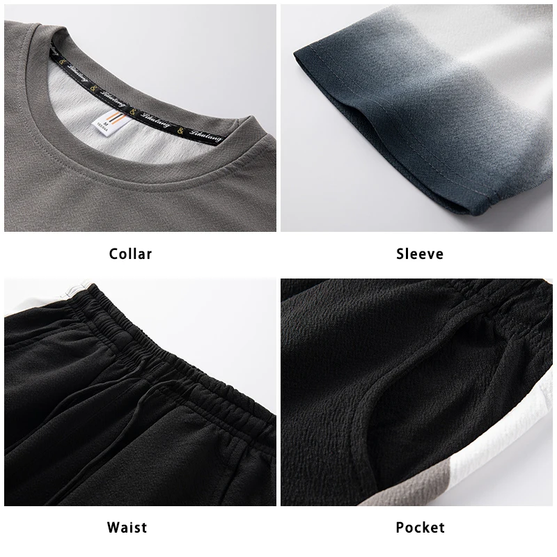 

Men Set Fashion 2 PCS Casual Sweat Suit Short Sleeve T-shirt Shorts Sets Male Sportswear Tracksuit 2021 Summer Sportsuit 5XL