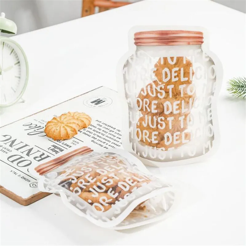 

50Pcs/Lot Nougat Biscuit Plastic Packaging Bag Bottle Ziplock Bag Stand Up Food Storage Candy Chocolate Pouches Clear Bags Bake