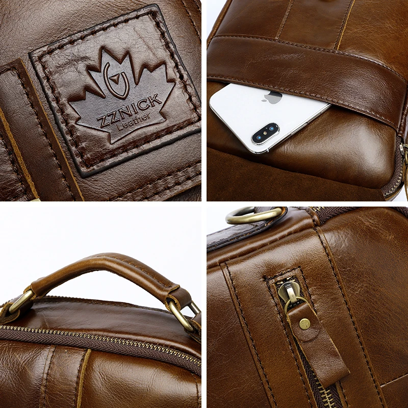 Men's Genuine Leather Bag Shoulder Bag Belt Bags Messenger Bags Men Handbag Fashion Flap Crossbody Luxury Handbag ZZNICK