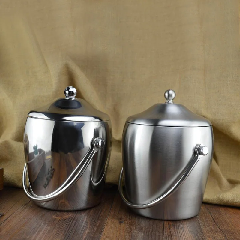 Уплотненное двойное ведро для льда из нержавеющей стали с крышкой двойная форма