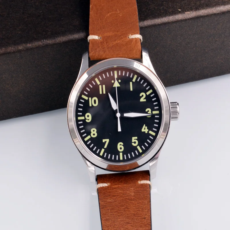 Часы мужские механические с автоподзаводом и кожаным ремешком 42 мм | Наручные