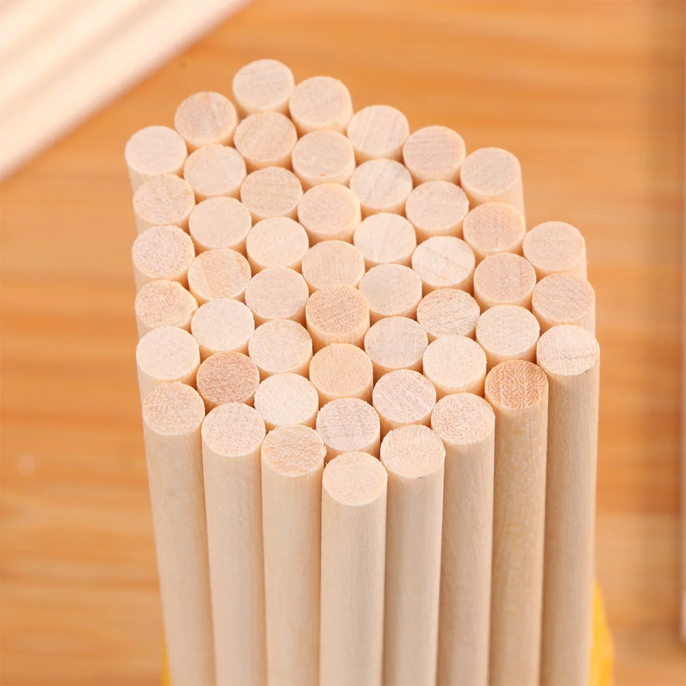 

200pcs DIY Wooden Round Dowel Rods Craft Sticks for Woodworking DIY Building Model Toy Model Making Materials (x 0.5cm)