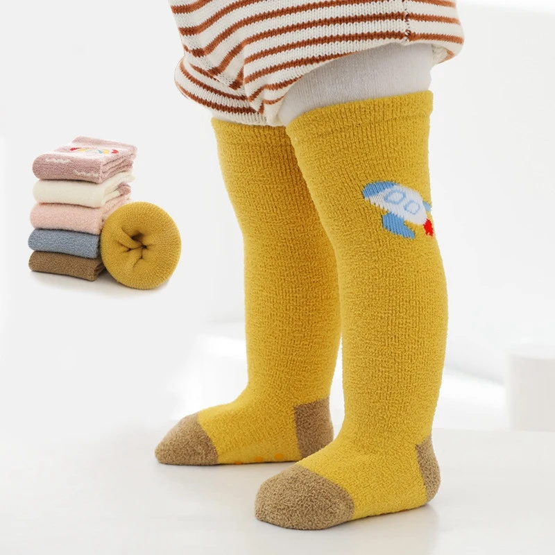 

Non-slip Over-the-knee Children Cotton Casual Floor Socks Coral Velvet Baby Socks Stockings