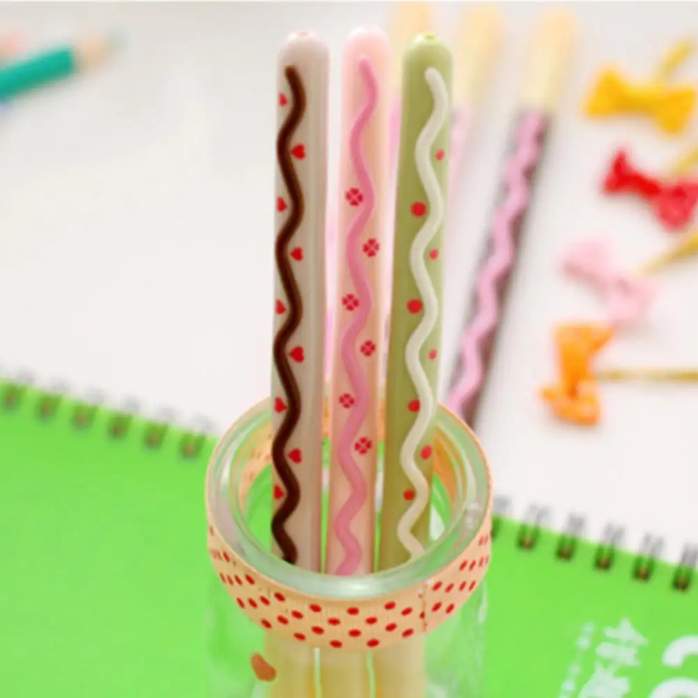 10 шт./партия 0 5 мм милое 3D печенье ярких цветов Pocky Черная гелевая чернильная ручка