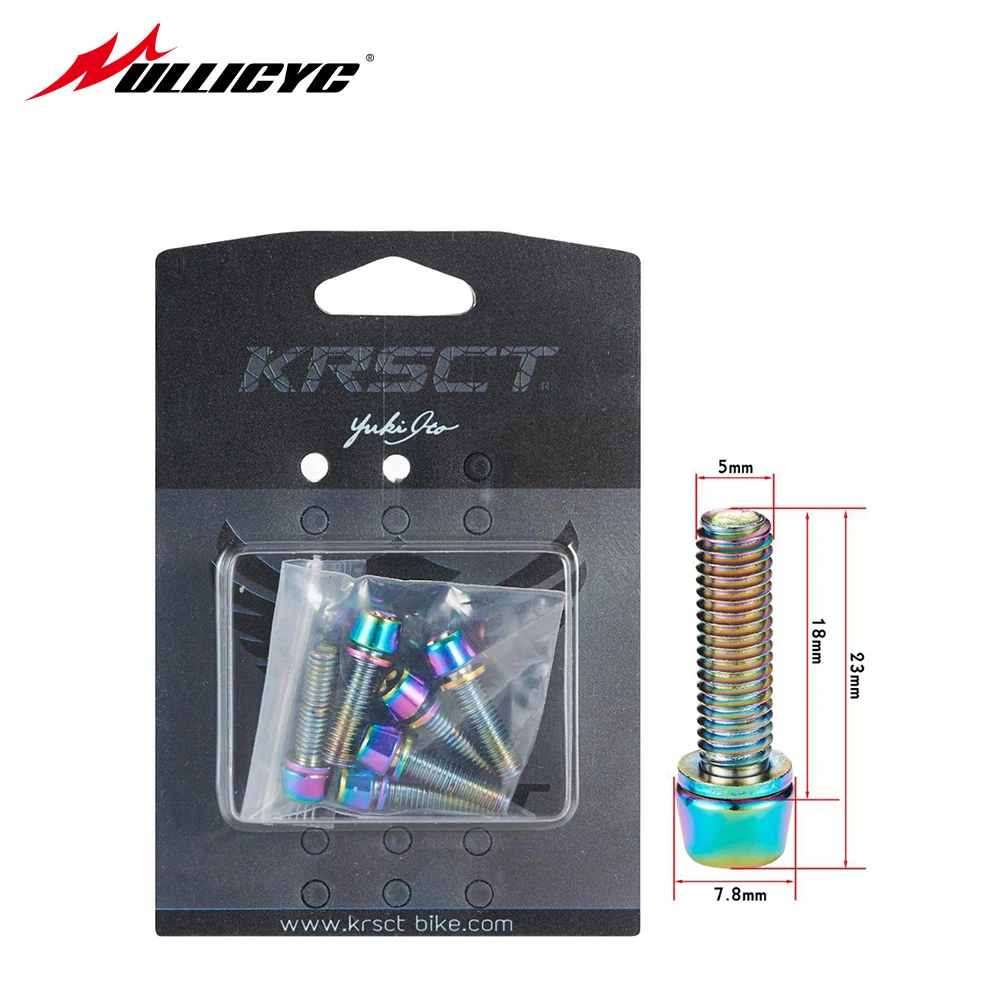 

KRSEC titanium-plated rainbow mountain road bicycle handlebar bicycle handlebar screw m5*18mm 304 stainless steel screw M6*18MM