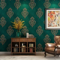 european 3d embossed wallpaper luxury peacock green non woven wall paper living room home background wall bedroom decor