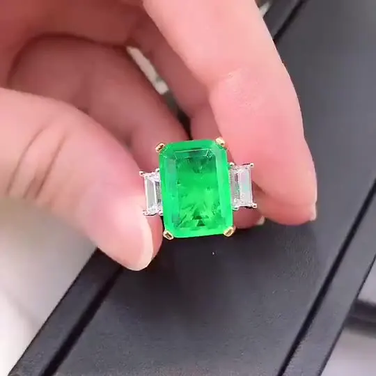 

2021 new S925 sterling silver ring jewelry vintage emerald 10*14 eternal wedding ring silver jewelry jewelry ladies wholesale