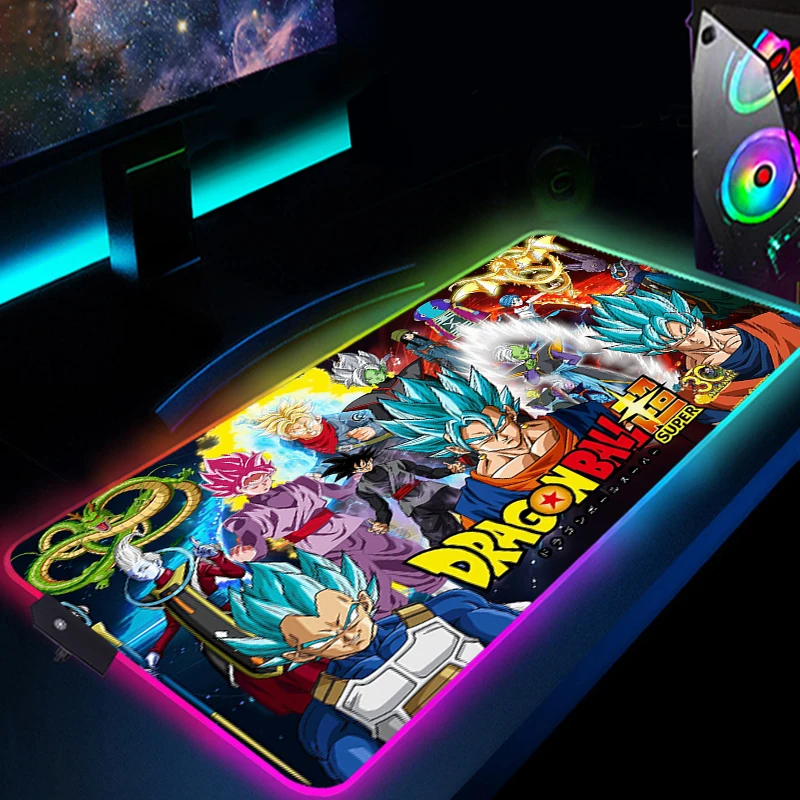 super dbz large rgb mouse pad anime gaming mousepad goku desk mat led 900x400 xxl computer keyboard laptop pad notebook desk mat free global shipping