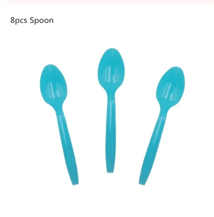 8pcs spoons Вечерние товары, 1 шт., для детей, динозавр, милый динозавр, тема, украшение, головной убор для дня рождения, герой, шляпа с эластичной лентой - Цвет: 8pcs spoons