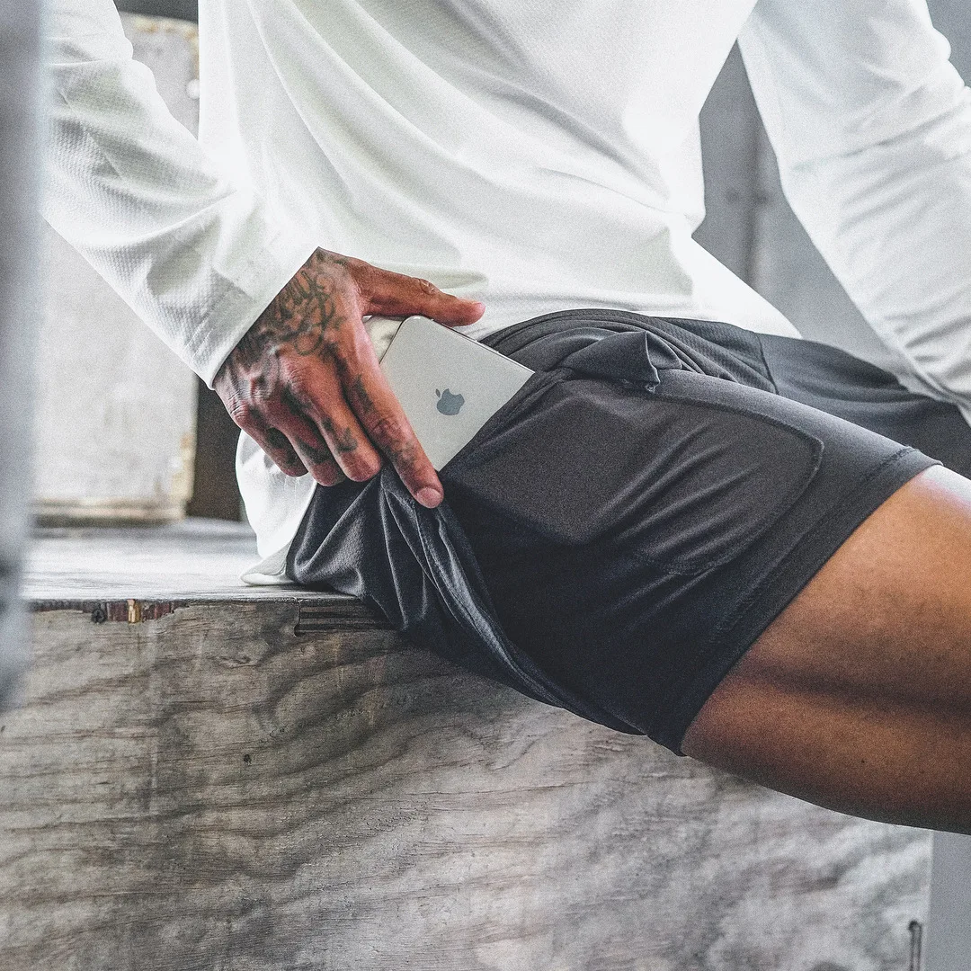 

Summer fitness sports men's breathable net quick-drying sportswear jogging double-layer shorts men's fitness fitness shorts