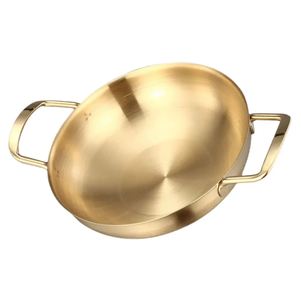 

1Pc Household Ramen Pot Binaural Stainless Pan Kitchen Noodle Stockpot (Golden)