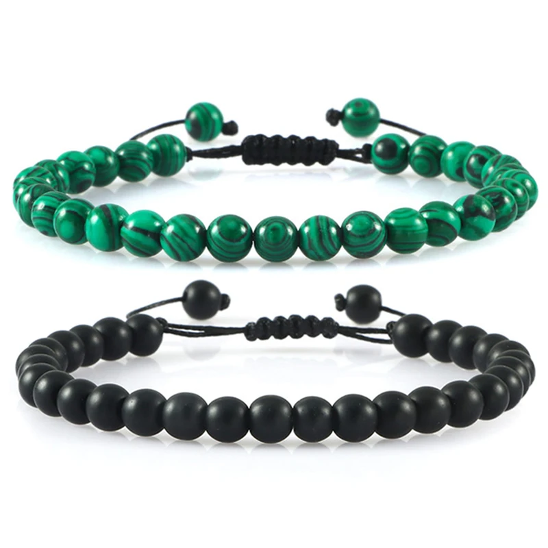 6 мм пары расстояние браслет натуральный Лава тигровый глаз черная матовая