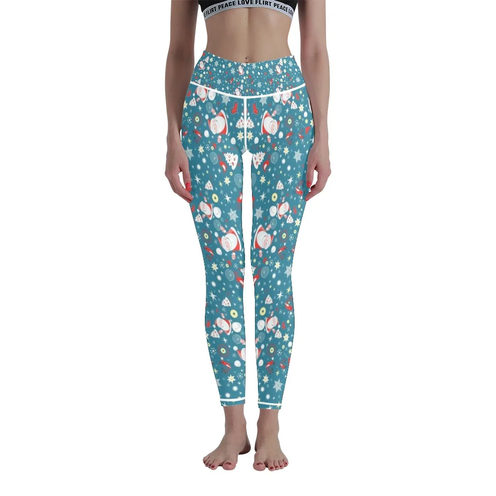 

Леггинсы с 3D принтом Санта Клауса, спортивные женские штаны для йоги с высокой талией, бесшовные спортивные штаны, спортивная одежда для бег...