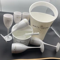 2bucketx6glass plastic wine party white champagne coupes cocktail glass champagne flutes wine goblet whiskey with buckets