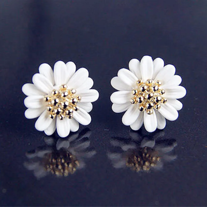 Женские серьги гвоздики с хризантемой и цветком|Серьги-гвоздики| |