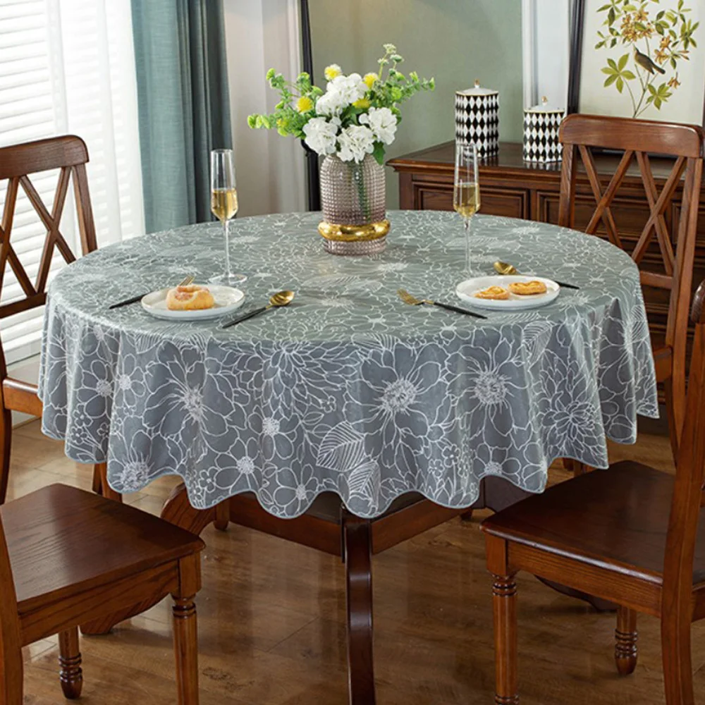 New Home Hotel Waterproof Table Cloth Round Tablecloth PVC Oil-proof Table Cloth Decorative Restaurant Dining Table Cover