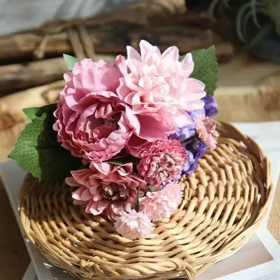 Dahlia пион луч моделирования искусственные цветы украшение для домашней мебели
