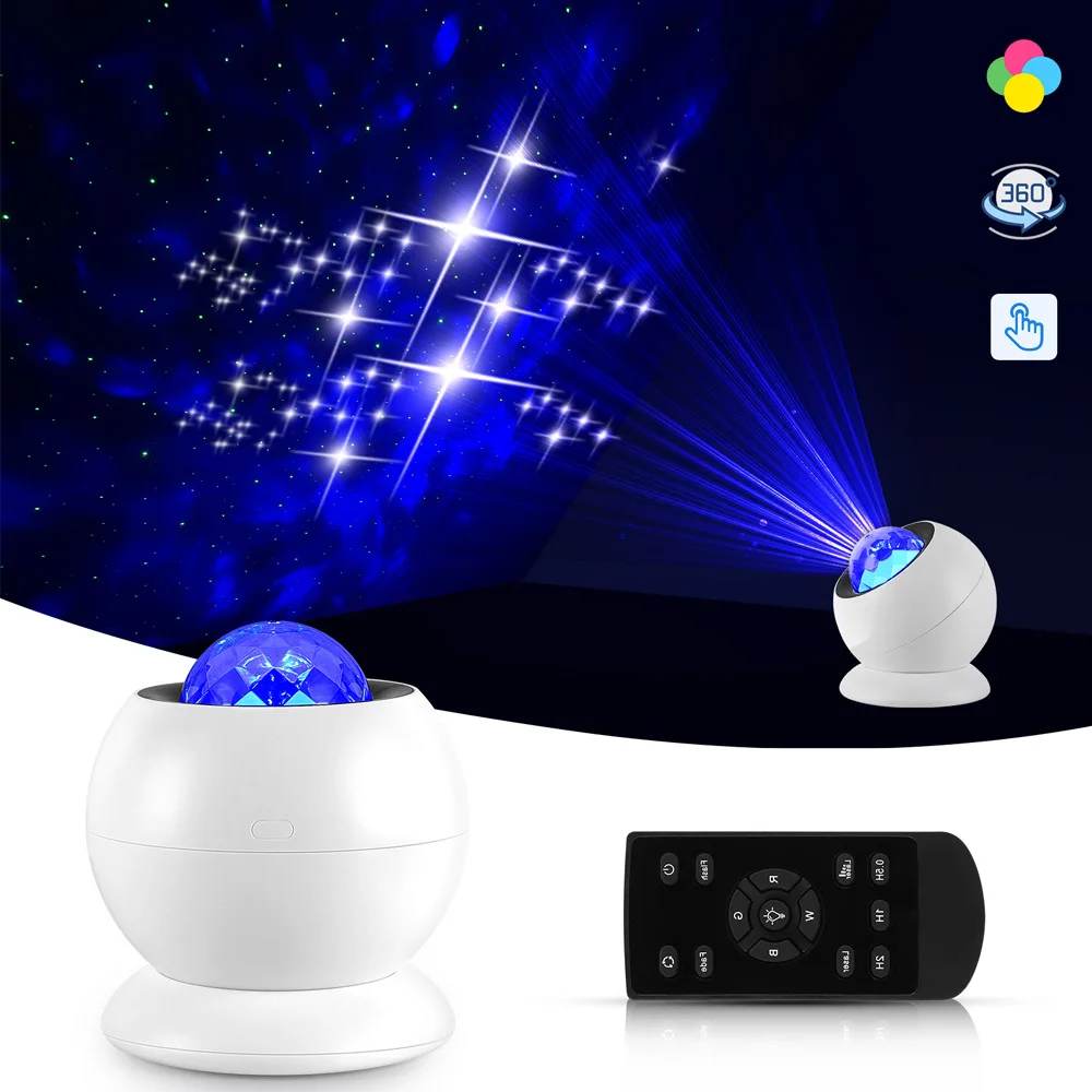 

Galaxy Starry Sky Projector Rotating Water Waving Night Light Led Colorful Nebula Cloud Lamp Atmospher Bedroom Beside Lamp