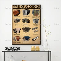 musical keyboard instrument types of accordion vintage poster living room decoration wall art prints home decor canvas paintings