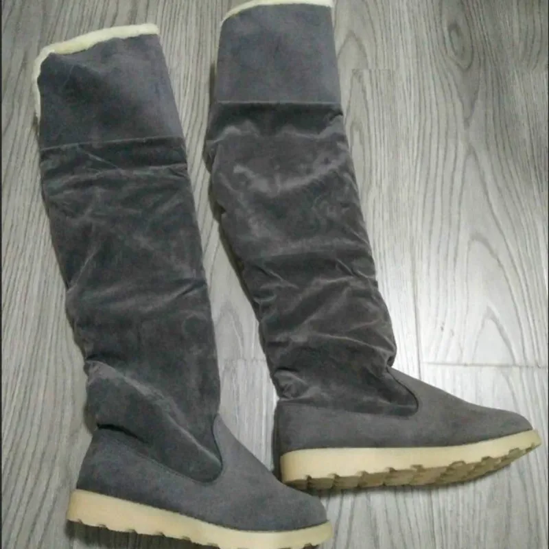 Fujin Winter Boots Women Plush Warm Dropshipping Fashion Flat Bottom Canvas Round Toe Suede Students Causal Over The Knee | Обувь