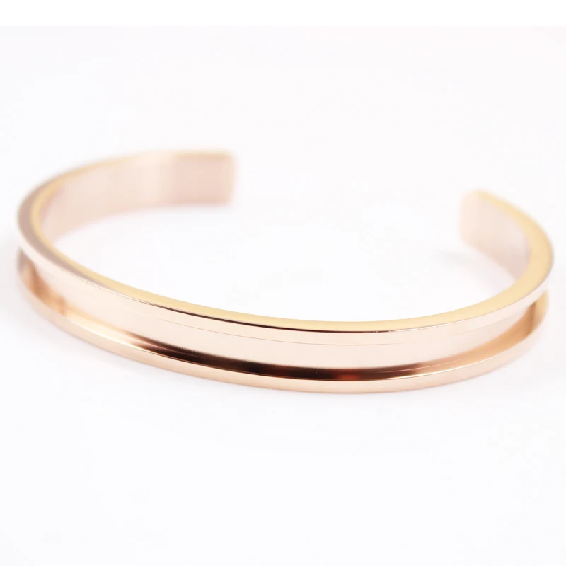 7mm rose S02 Розовое золото цвет серебристый цвет открыт манжета браслеты для женщин мужские ювелирные изделия черные браслеты ручные аксессуары регулируемые - Окраска металла: 7mm rose S02