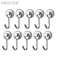proster 10pcs 20mm powerful magnetic hooks swivel swing heavy duty neodymium magnet hook kitchen home magnetic hook support 15kg