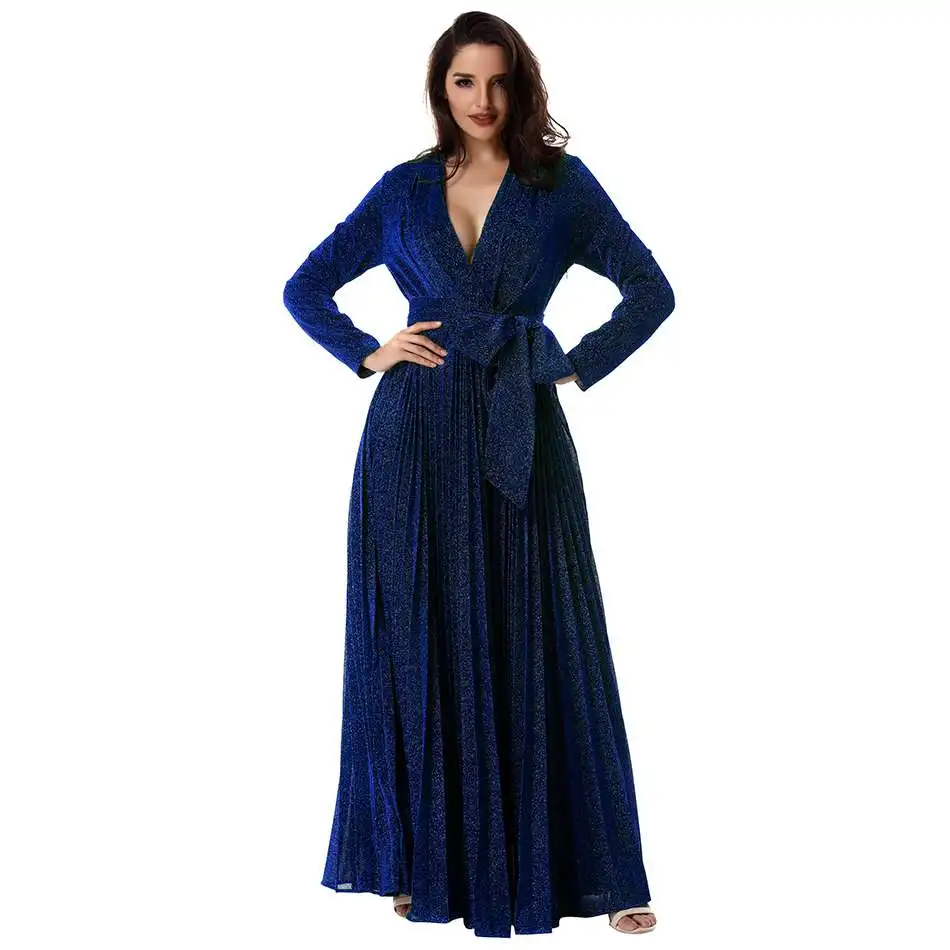 Женское платье Seamyla длинное Сетчатое в пол с длинным рукавом зеленое золотое