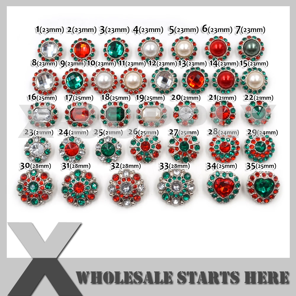 Рождественские акриловые пуговицы Стразы цветочные центры для праздничного