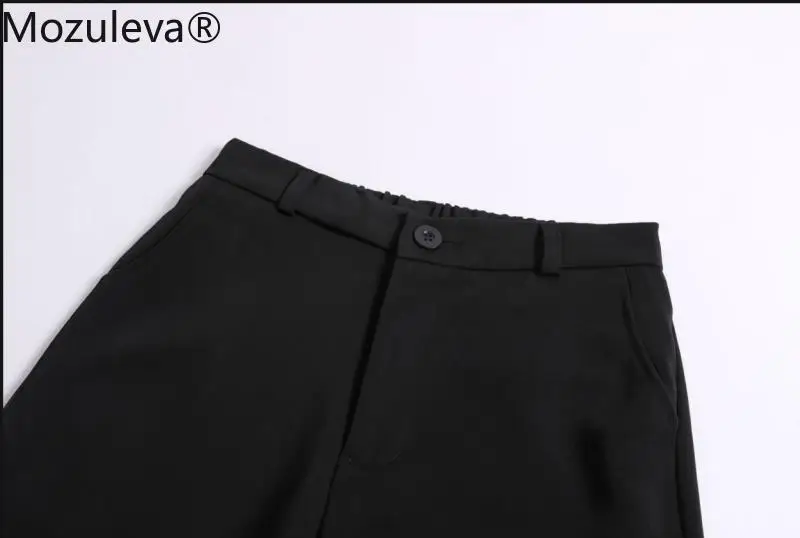 

Mozuleva Spring New Office Lady Elegant Casual Fashion High Waist Wide Leg Black Pants Full Length Pant Woman Hot Sales