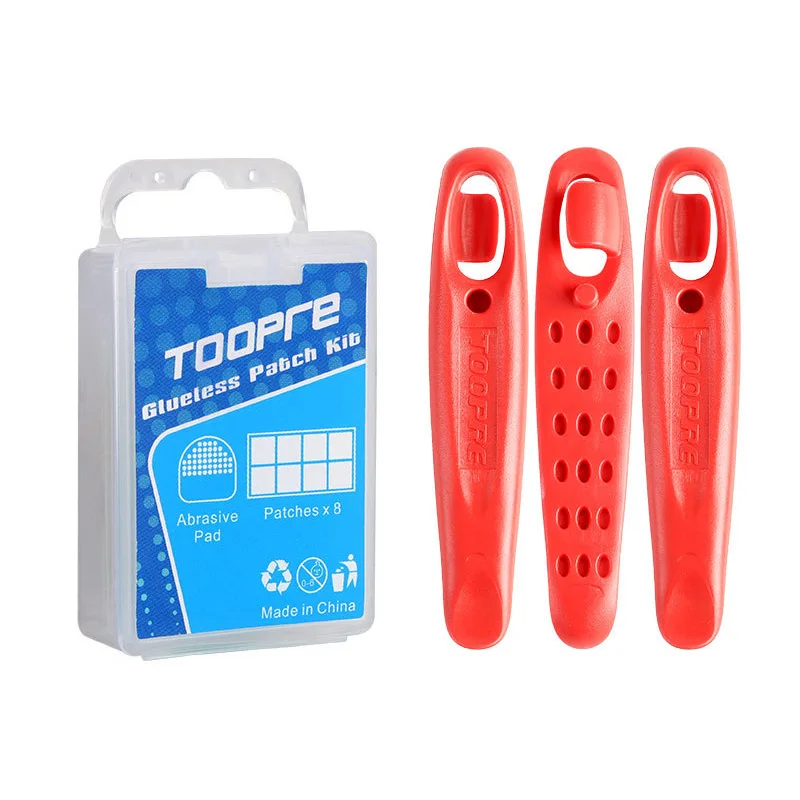 

TOOPRE Bicycle Tire Patch Puncture Repair Kit Bicycle Tube Puncture Rubber Patches Glueless Patch with Metal Rasp Tire Lever