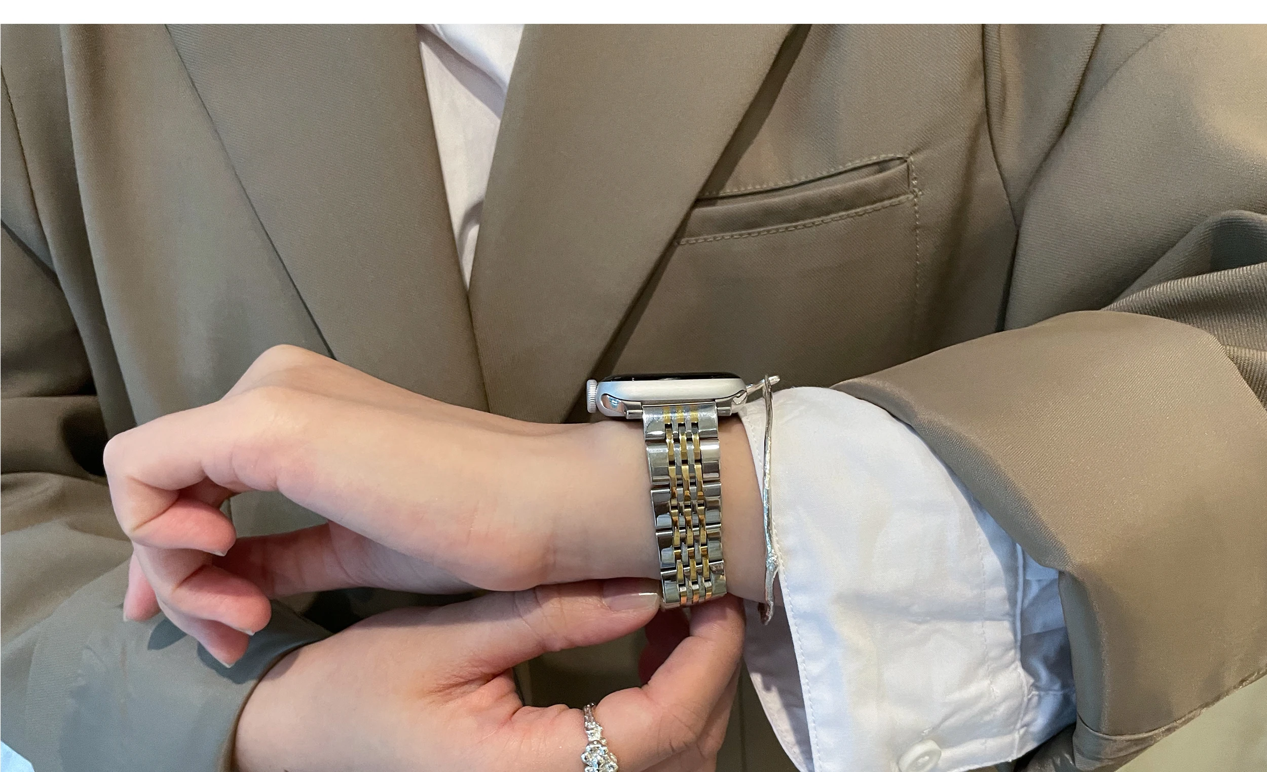 Stainless Steel Strap for Apple Watch 7 SE 6 5 4 40mm 44mm 41 45mm Band Metal Link Bracelet Strap for iWatch Series 3 42mm 38mm