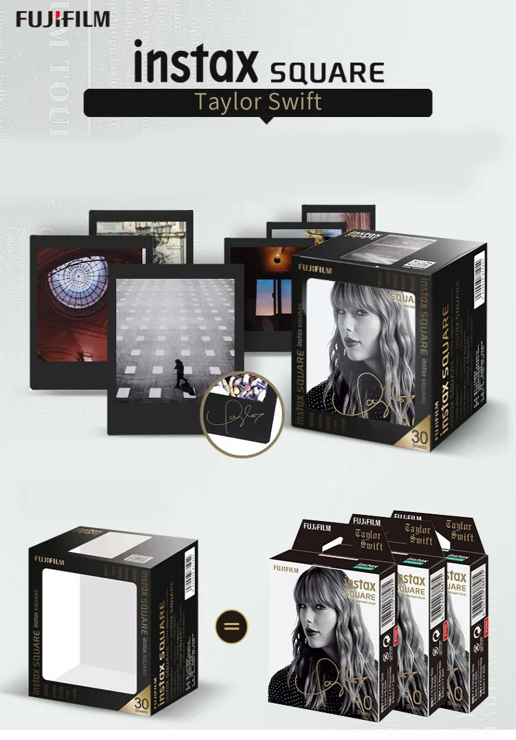 TaylorSwift Fujifilm Instax квадратный мгновенный белый край пленка 10 до 30 листов для Fuji SQ10 6 20 SP3 Гибридный формат камеры