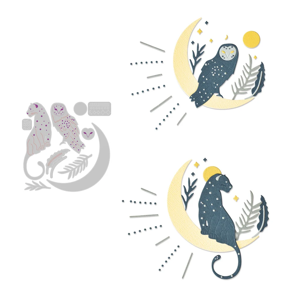 

2021 New Animals on the moon Metal Cutting Dies for DIY Craft Making Greeting Card and Album Paper Scrapbooking Clear Set die