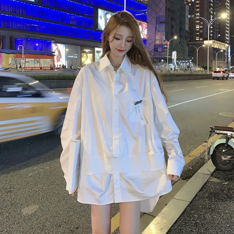 Белая рубашка с длинным рукавом женская дизайнерская 2021 Новый шикарный топ |