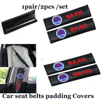 2pcs car seat belts padding covers carbon pu practicality accessories for saab 9 3 9 5 93 95 bj scs motorcycle auto seat belts