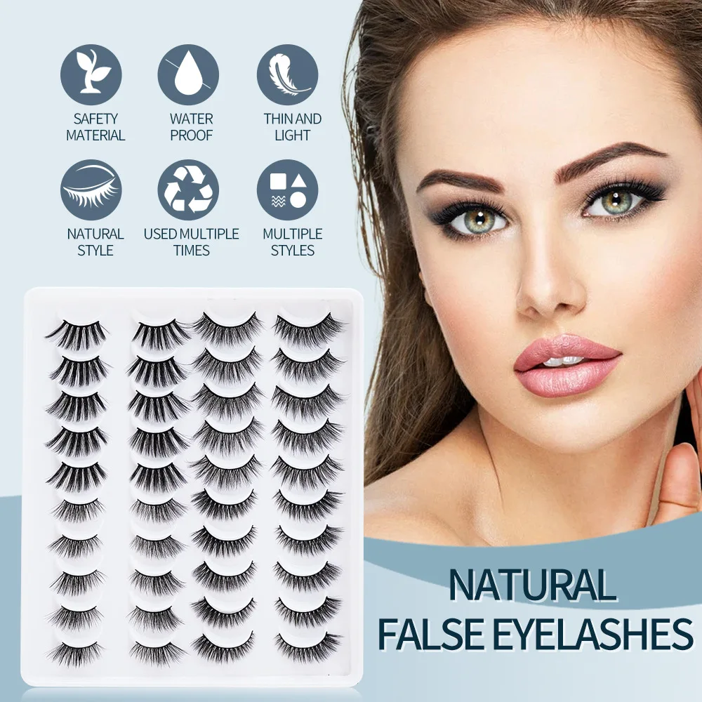 

Ресницы 3D норковые ручной работы, пушистые искусственные трафареты, мягкие объемные натуральные Многоразовые Накладные ресницы, 20 пар